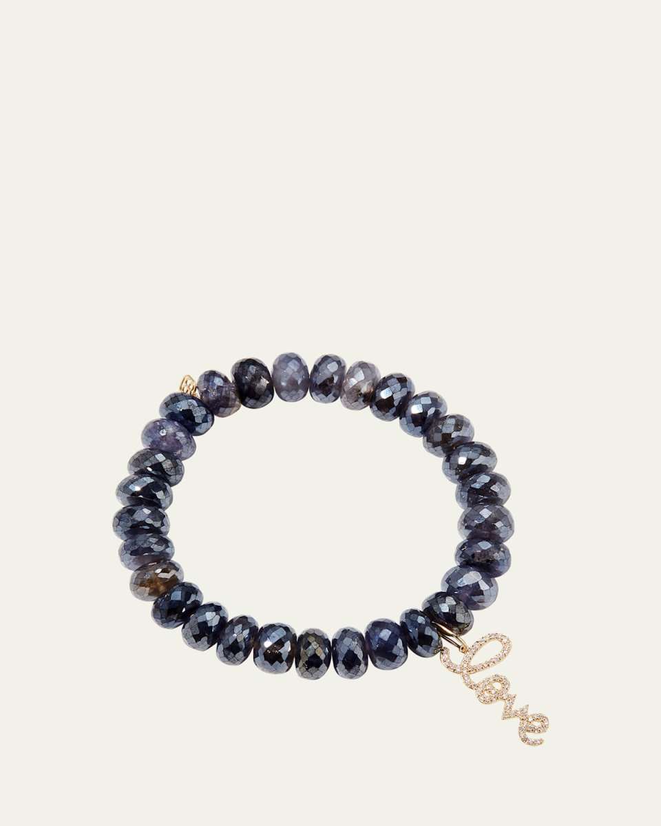 Medium Love Script on 10mm Iolite Bracelet