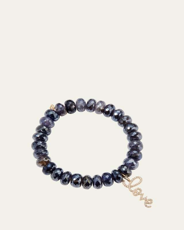 Medium Love Script on 10mm Iolite Bracelet