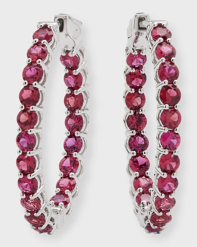 Large Ruby Hoop Earrings, 5.13tcw, 1"L