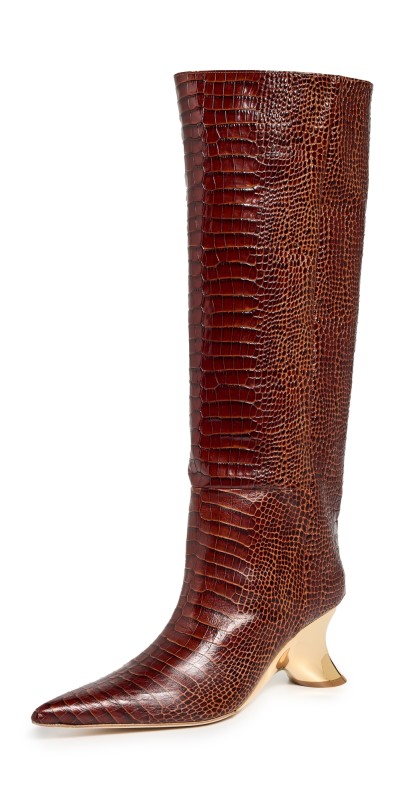 A. W.A. K.E. MODE Maya Boots Burgundy