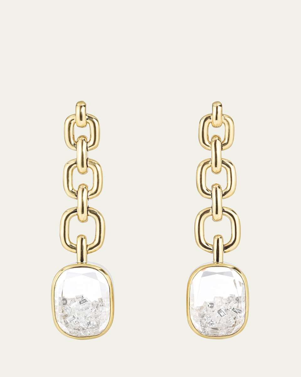 18K Yellow Gold Malha Diamond Kaleidoscope Shaker Drop Earrings