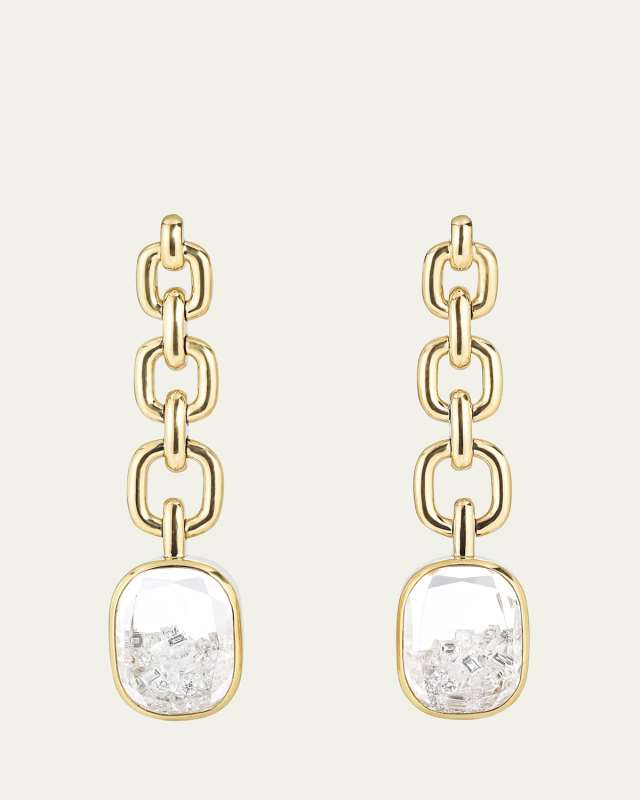 18K Yellow Gold Malha Diamond Kaleidoscope Shaker Drop Earrings