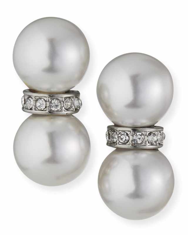 Double Pearly Crystal Earrings