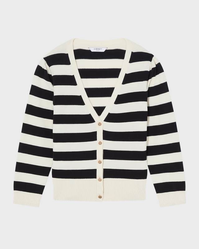 Bells Striped Button-Down Cardigan