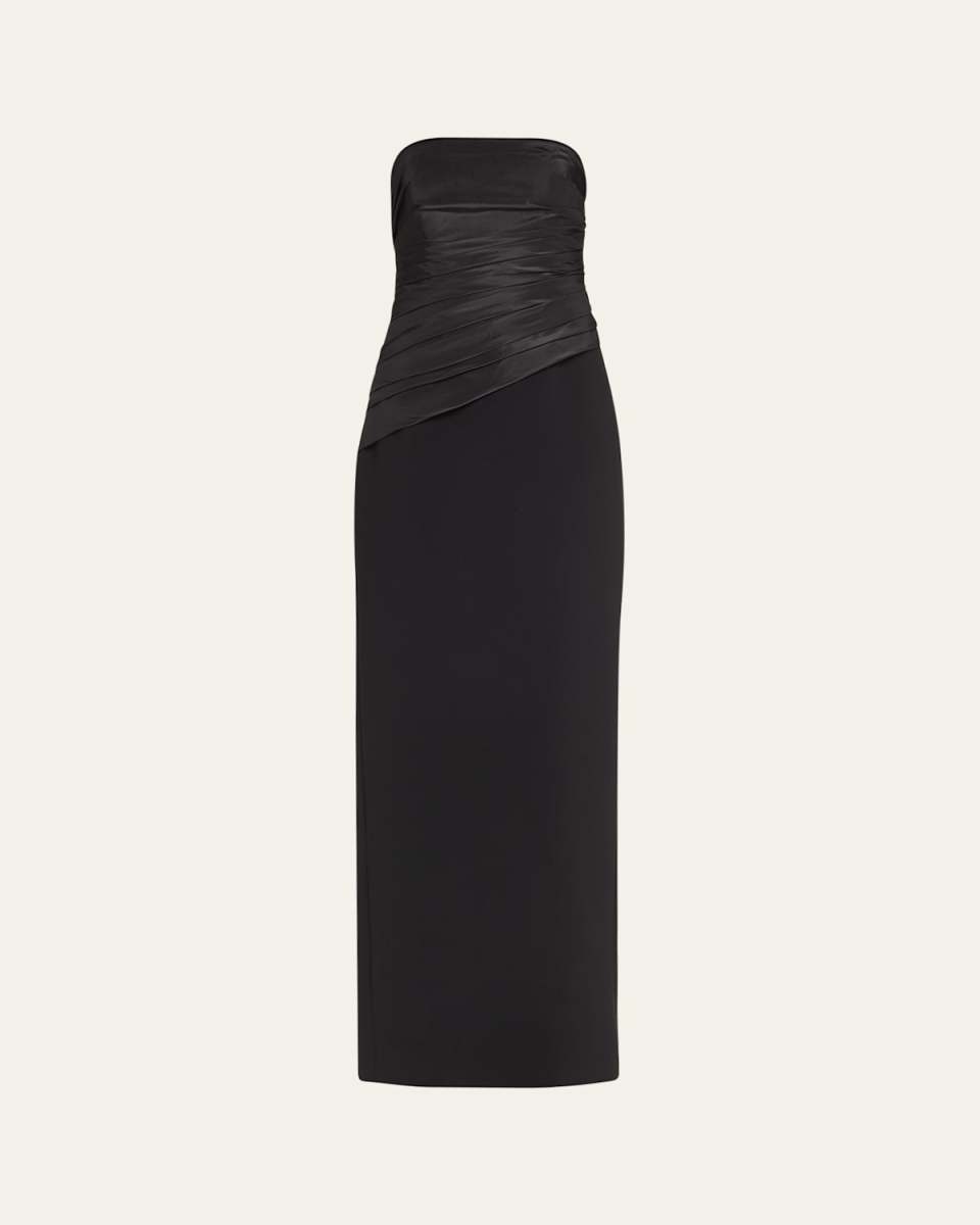 Strapless Ruched Bodice Gown with Corset Boning
