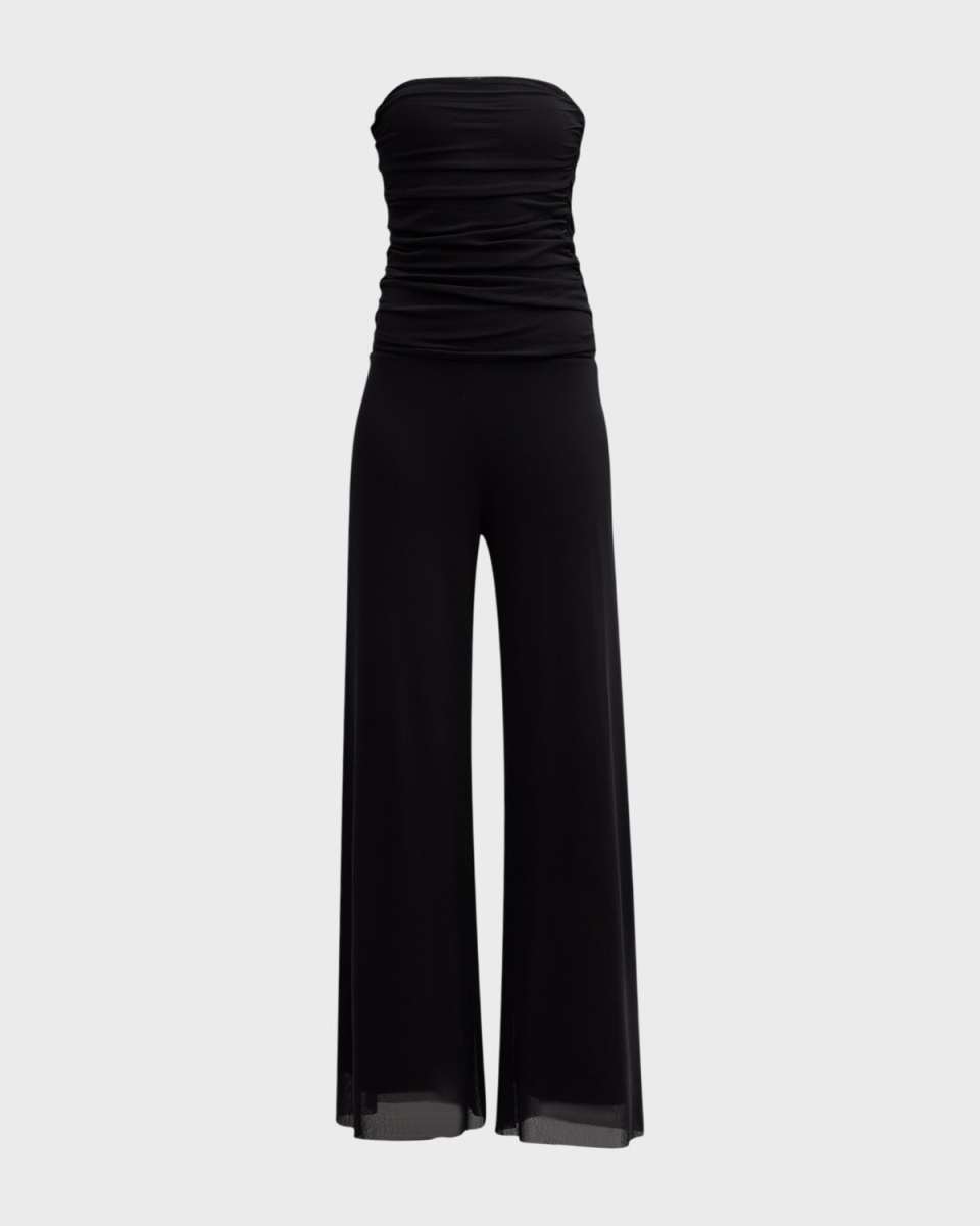 Strapless Wide-Leg Tulle Jumpsuit