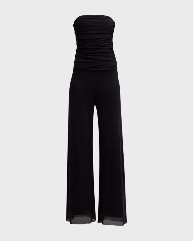 Strapless Wide-Leg Tulle Jumpsuit