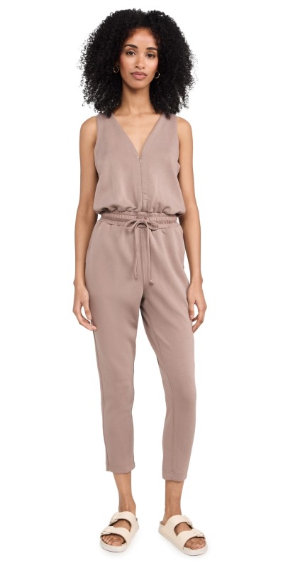 Splendid Splendid x Cella Jane Scuba Jumpsuit Taupe