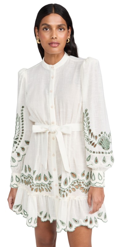 Hemant and Nandita Short Dress with Belt Off White