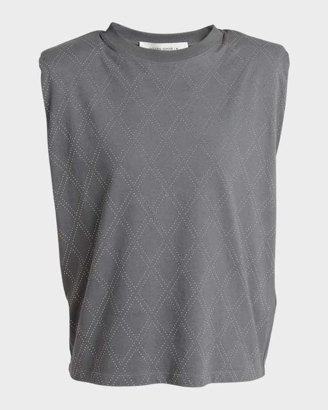Journey Sleeveless Argyle-Stud T-Shirt