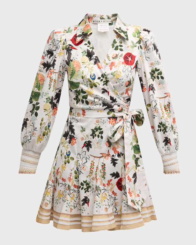 Alisa Wrap Godet Mini Shirtdress