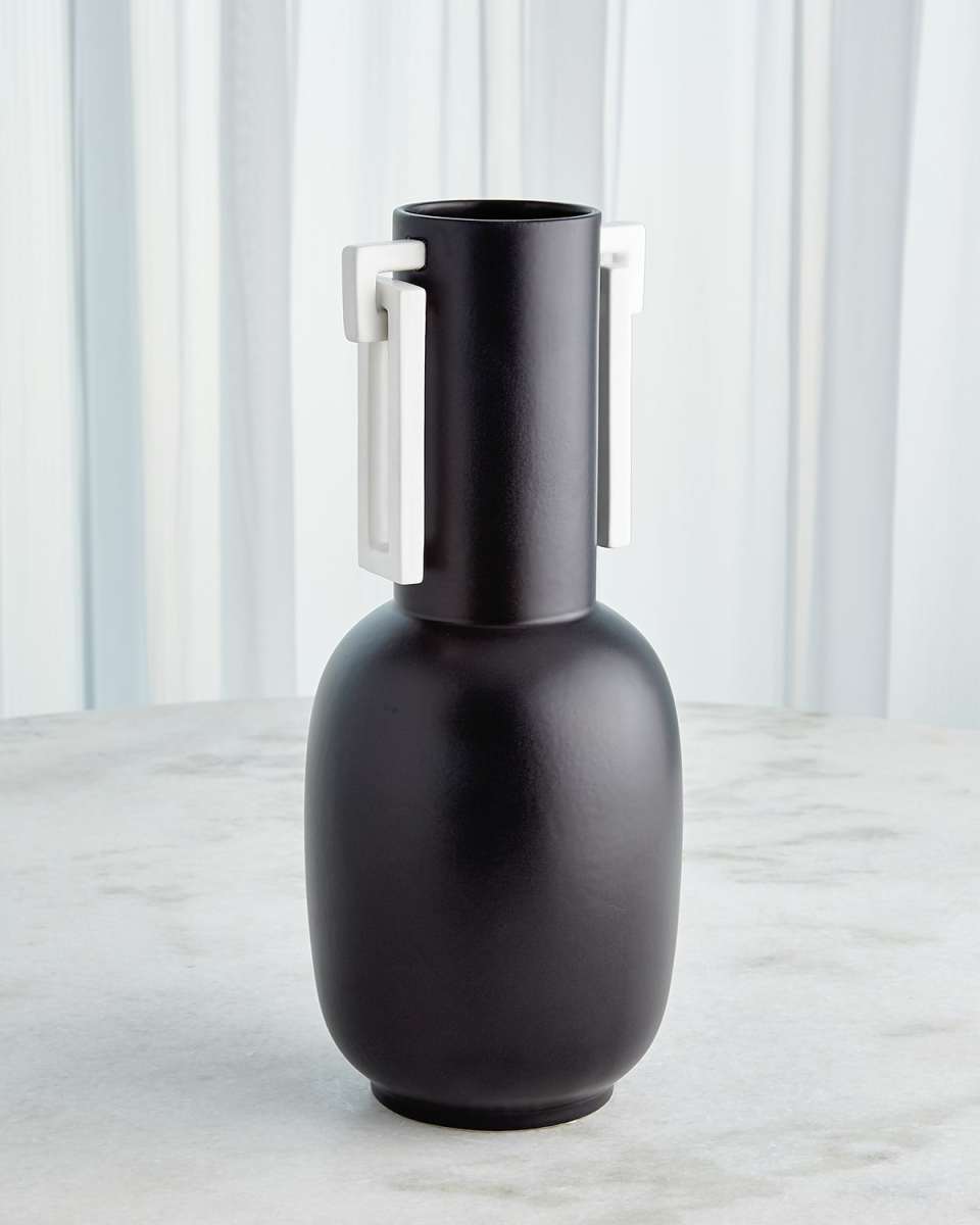 Grecian Handled Vase - Matte Black