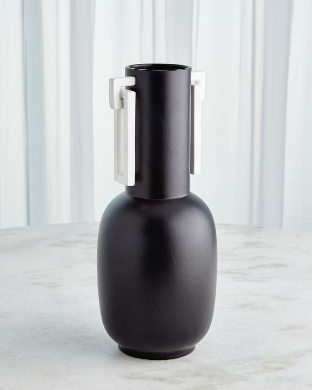 Grecian Handled Vase - Matte Black