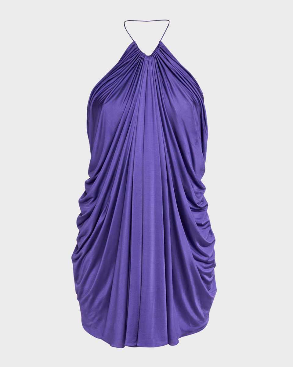 Draped Jersey Halter Mini Dress