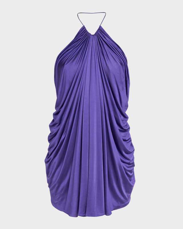 Draped Jersey Halter Mini Dress