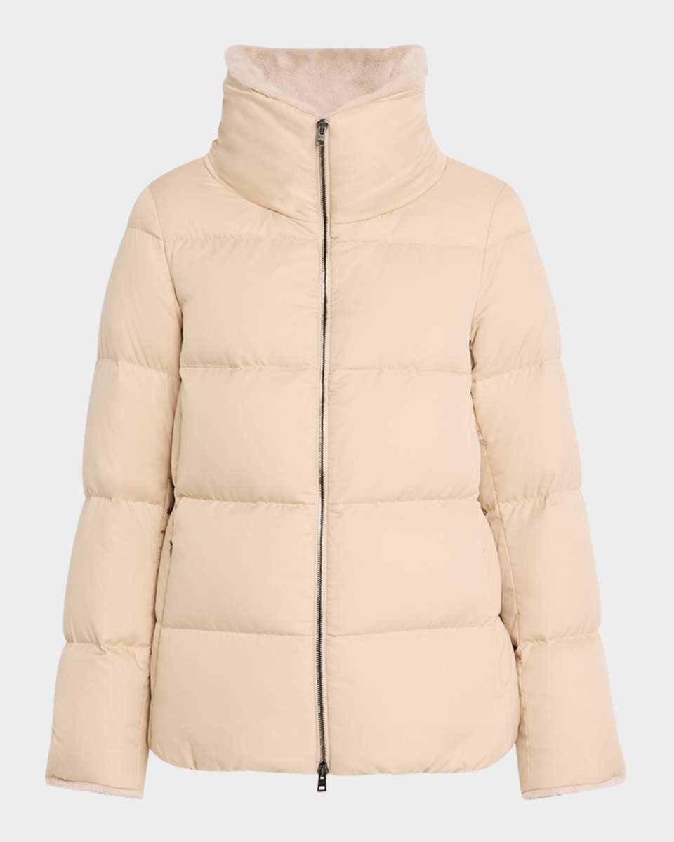 Quilted Puffer Jacket with Faux-Fur Details