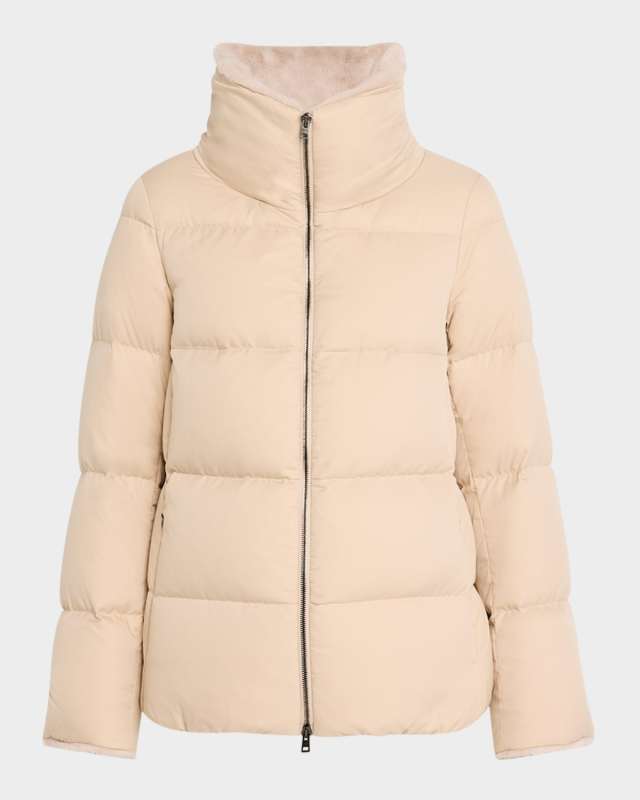 Quilted Puffer Jacket with Faux-Fur Details