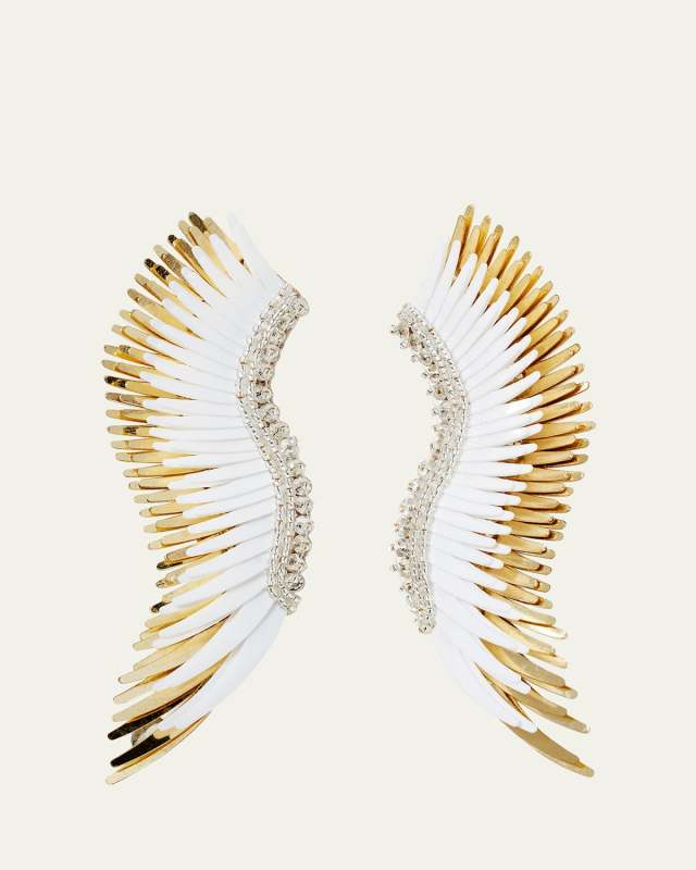 Madeline Beaded Statement Earrings, White/Golden