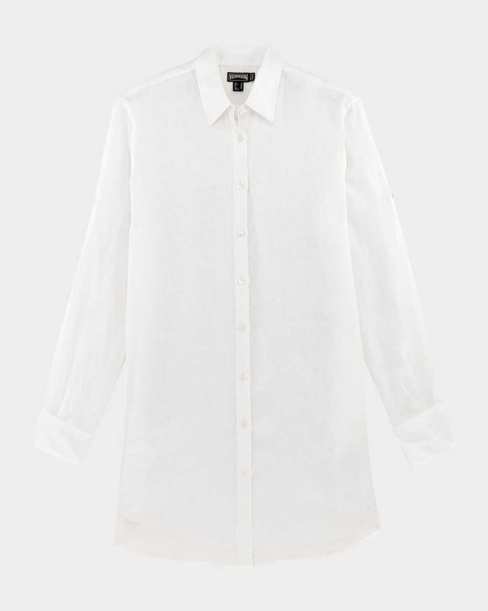 Solid Linen Mini Shirtdress