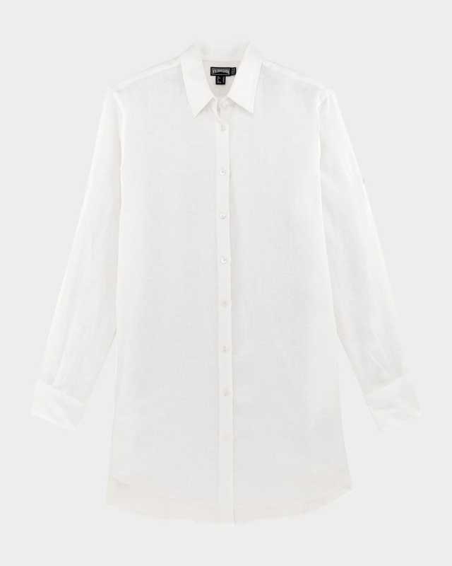 Solid Linen Mini Shirtdress