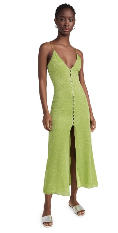 Oseree Lumire Button Up Dress Lime