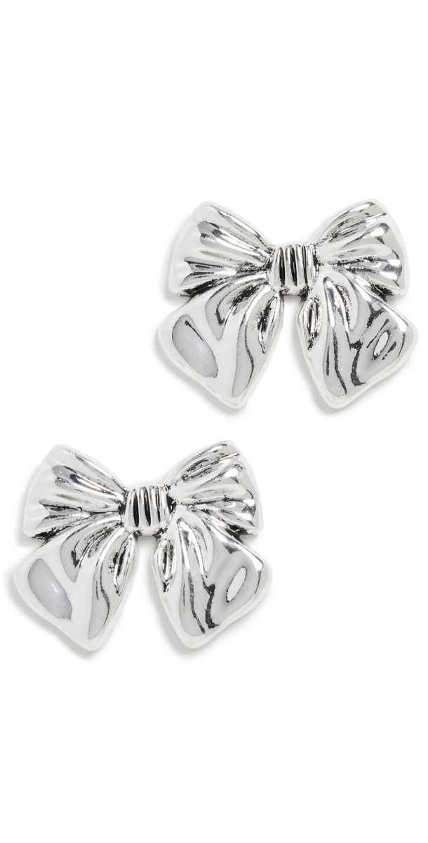 SHASHI Charlotte's Bow Medium Earrings Silver