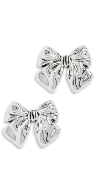 SHASHI Charlotte's Bow Medium Earrings Silver
