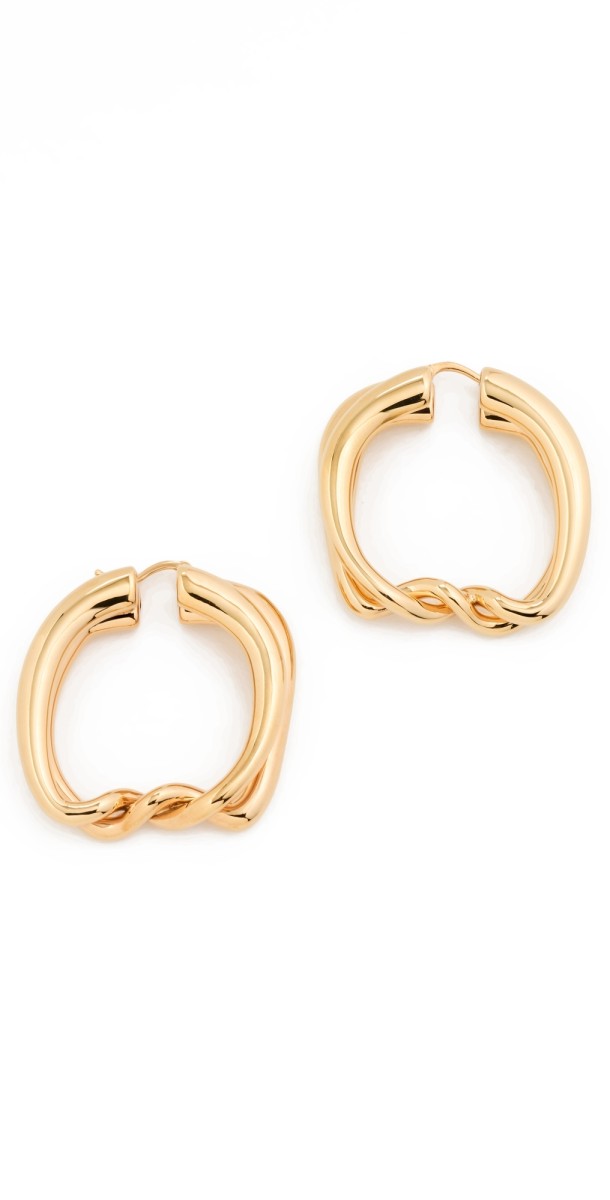 Jacquemus Les Petites Creoles Nodi Earrings Light Gold