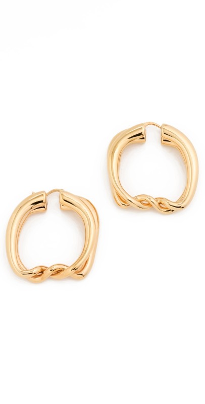 Jacquemus Les Petites Creoles Nodi Earrings Light Gold
