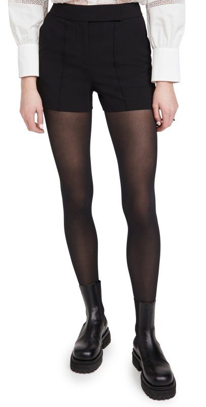 alice + olivia Dylan High Waist Tab Pintuck Shorts Black