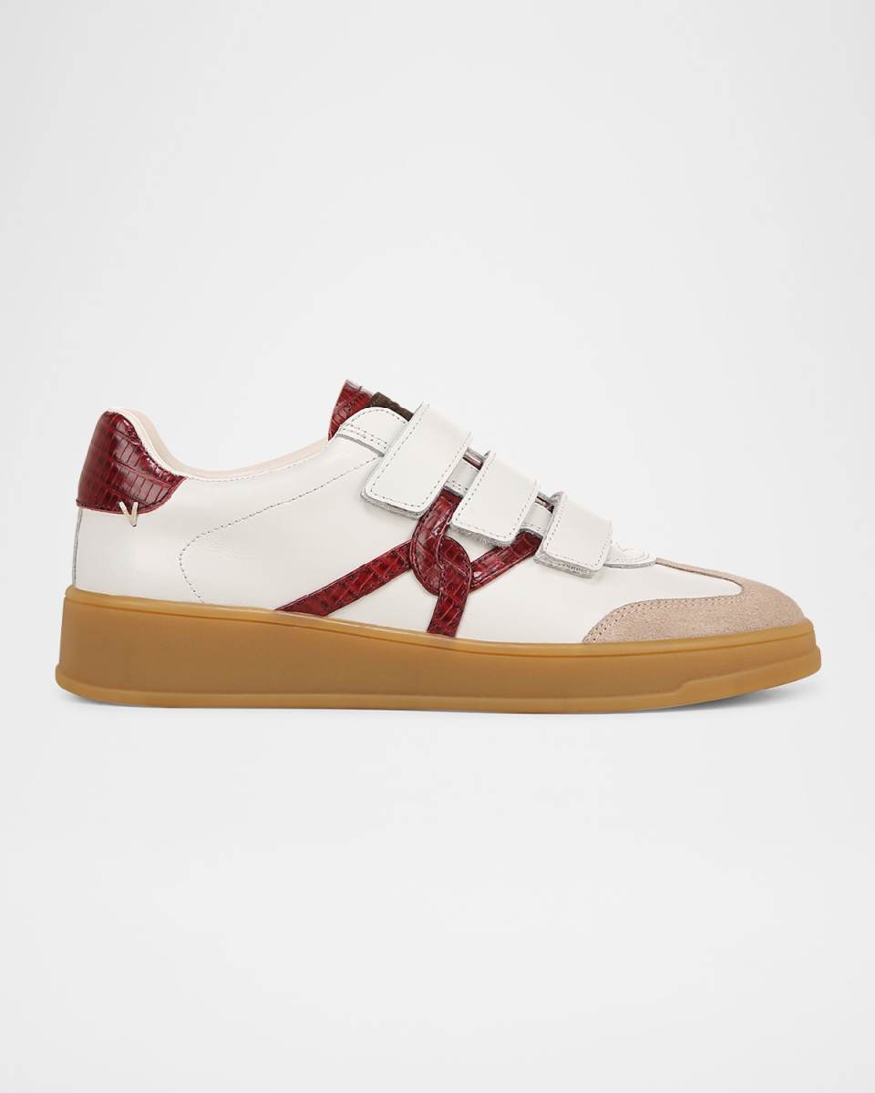 Reagan Mixed Leather Triple-Grip Sneakers