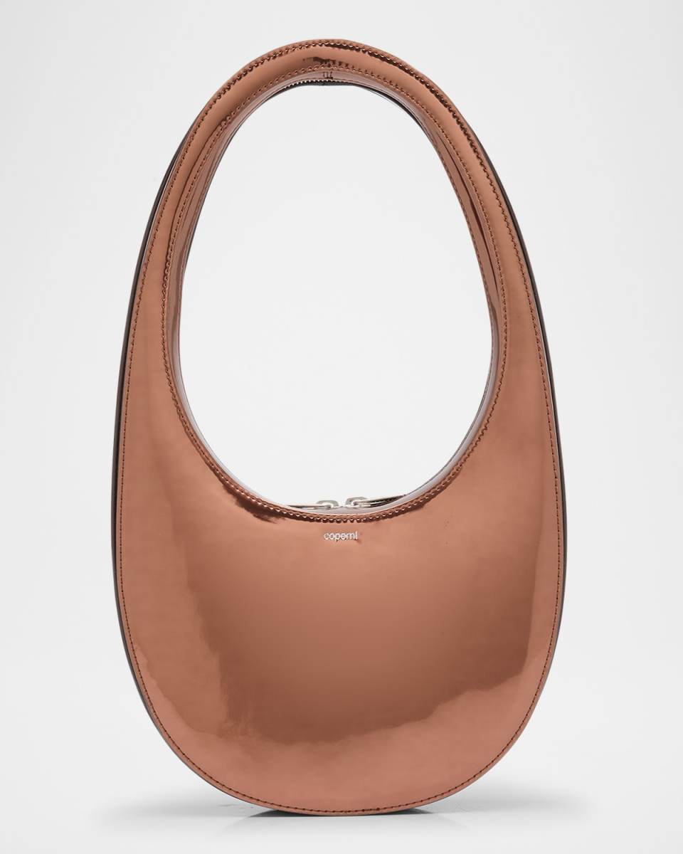 Swipe Mirrored Leather Top-Handle Bag