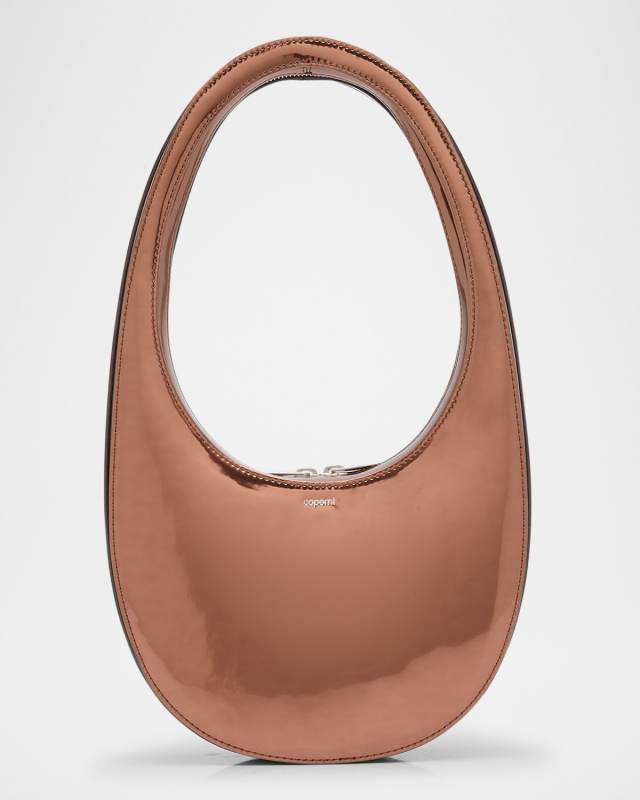 Swipe Mirrored Leather Top-Handle Bag