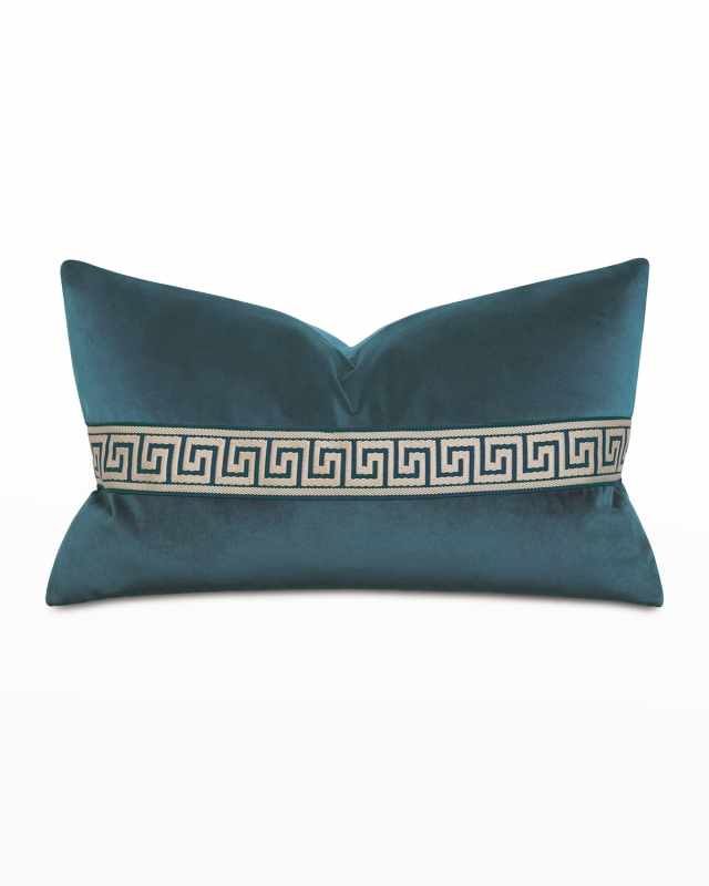 Uma Greek Key Border Lumbar Pillow, Pacific