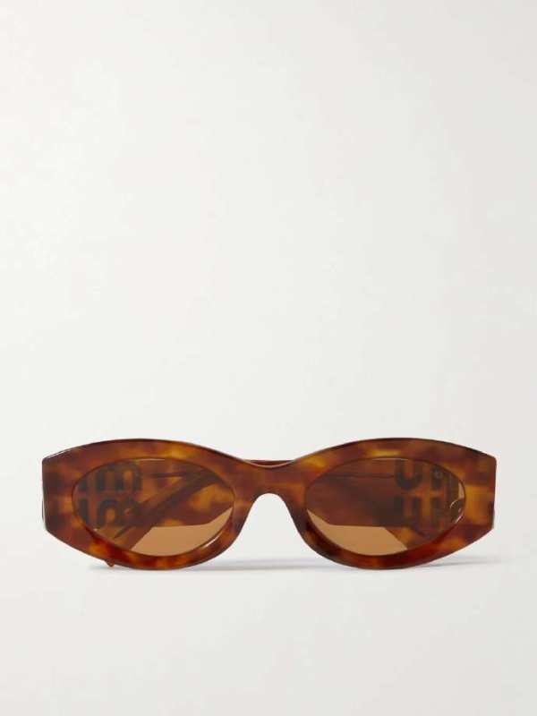 MIU MIU Glimpse oval-frame tortoiseshell acetate sunglasses