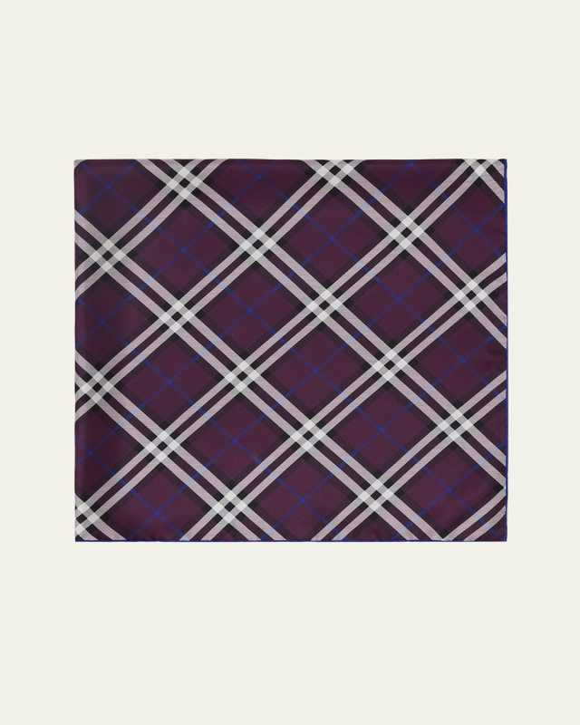 Check Silk Twill Square Scarf