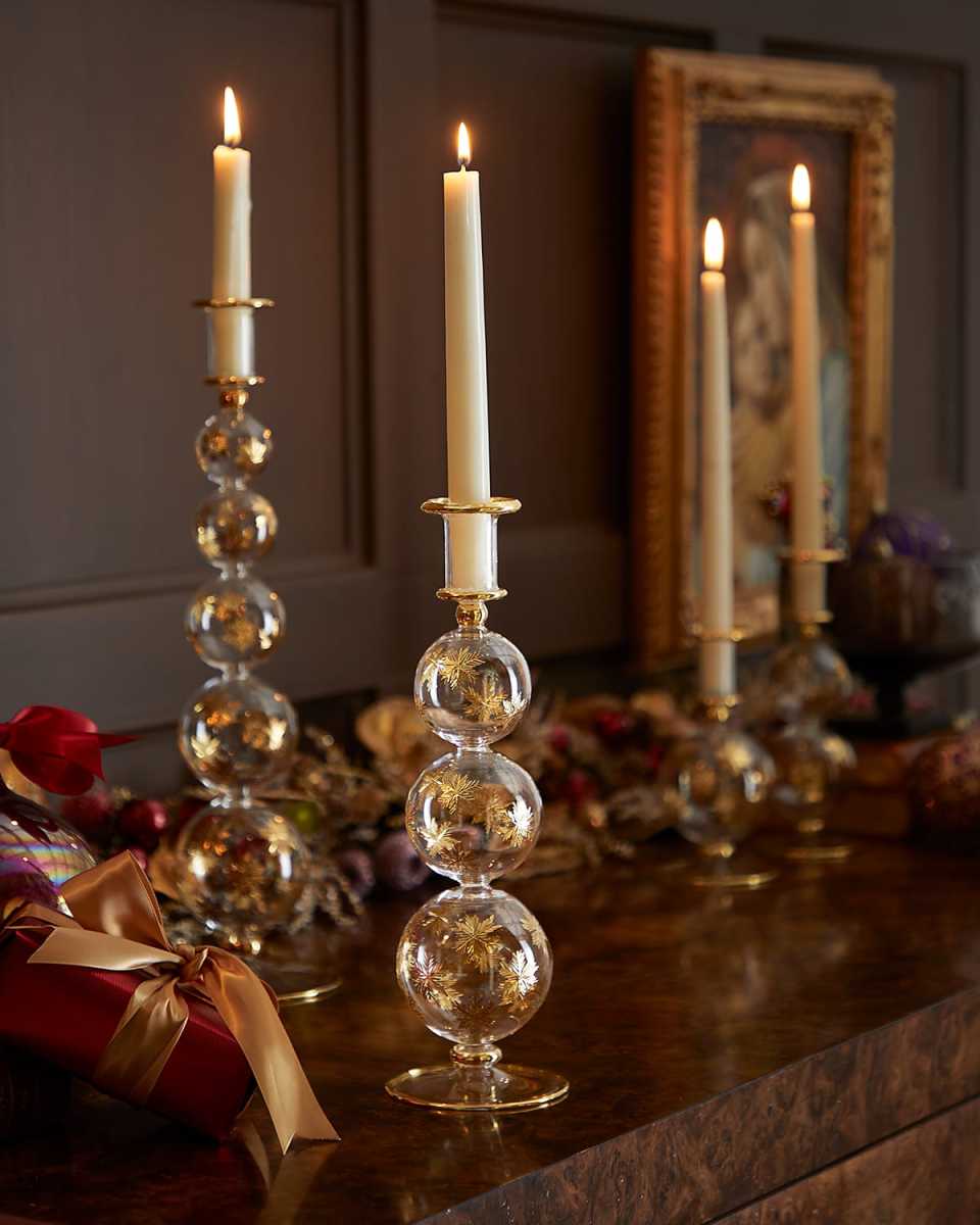 Gold Cut Candle Holder, 12"