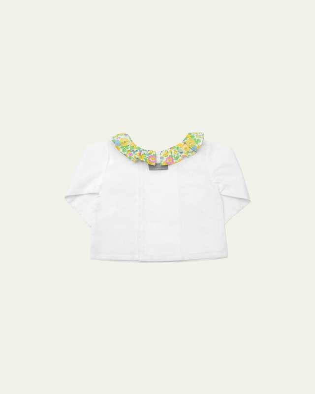 Girl's Floral-Collar Blouse, Size Newbor