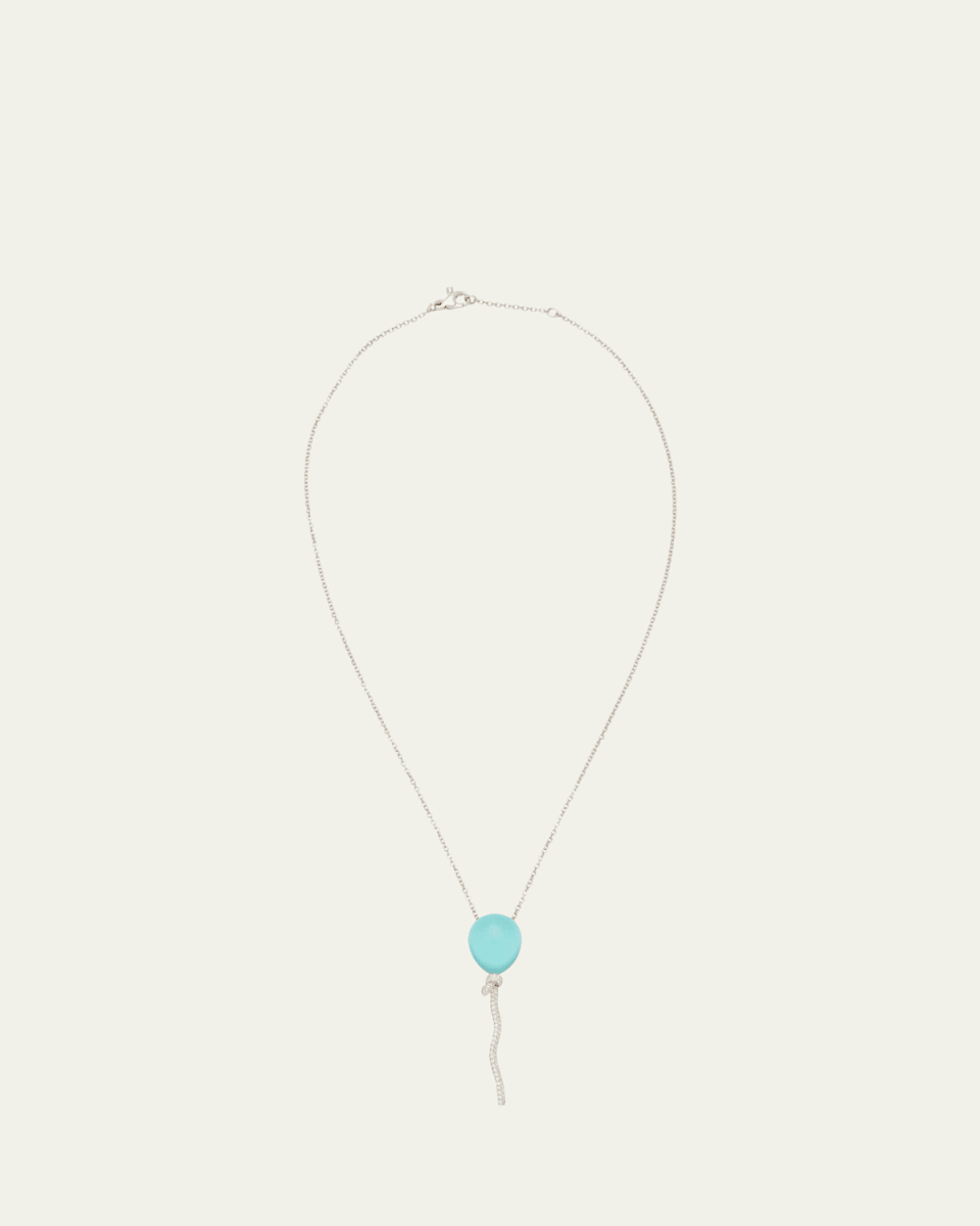 Palloncini Mini Pendant Necklace in White Gold Diamonds, Rock Crystal and Turquoise
