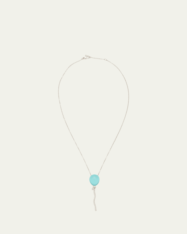 Palloncini Mini Pendant Necklace in White Gold Diamonds, Rock Crystal and Turquoise