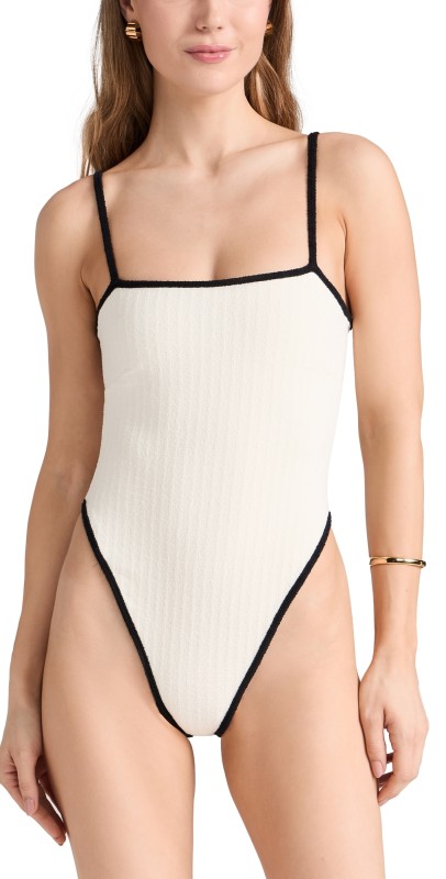 Montce Montce x Olivia Culpo Jacelyn One Piece Cream/Black Terry Rib