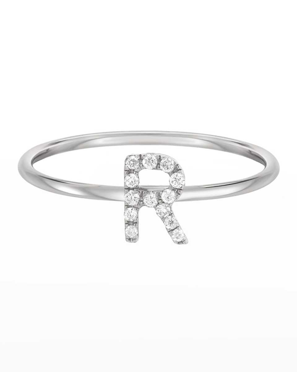 Personalized Diamond Initial Ring in 14K White Gold