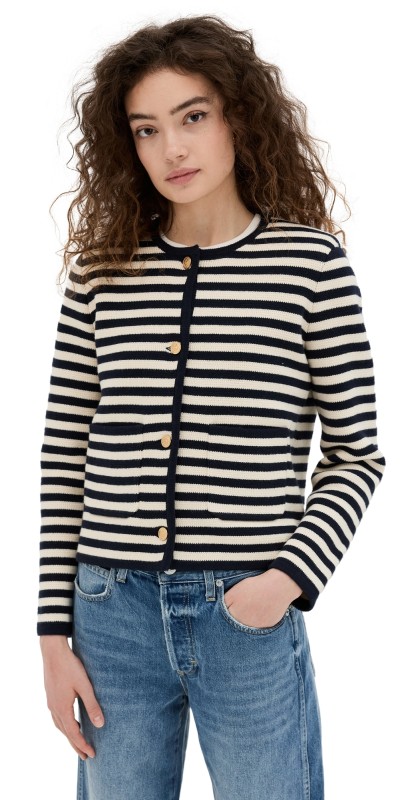 Alex Mill Paris Sweater Jacket Ivory/Navy