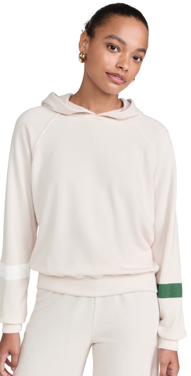 SUNDRY Stripes Raglan Popover Hoodie Oyster
