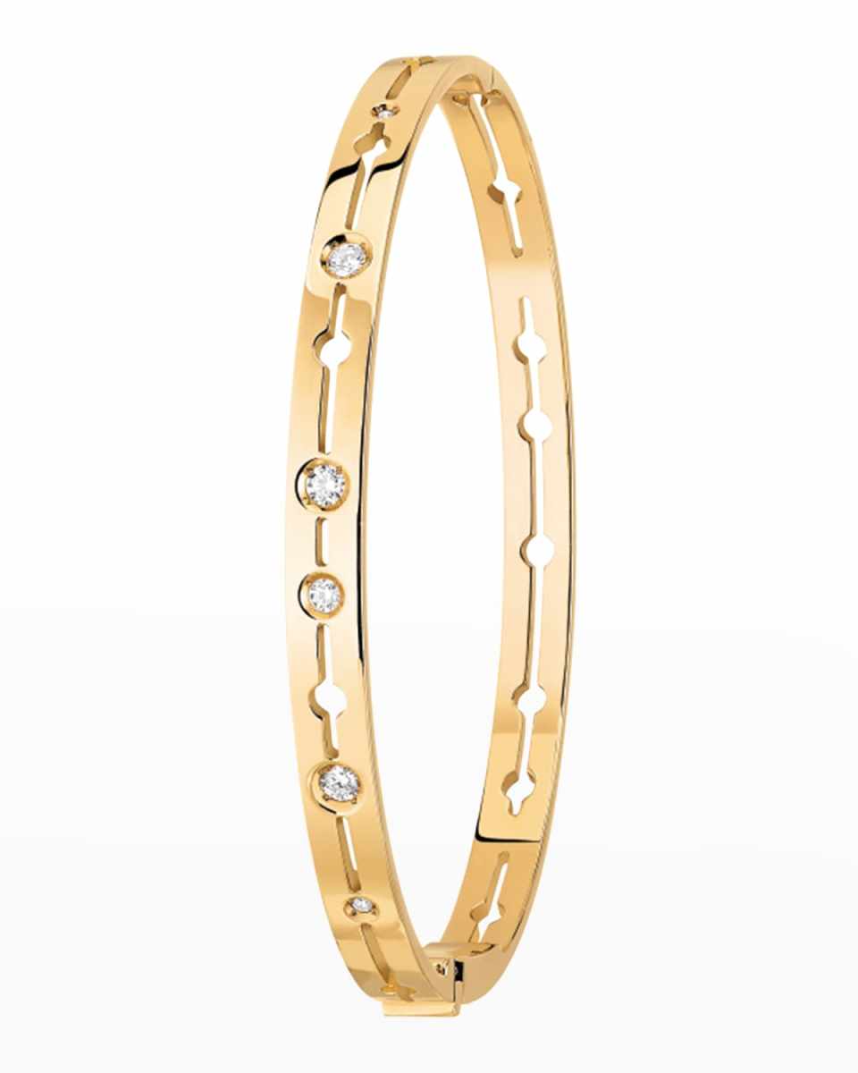 Yellow Gold Pulse Small Narrow Bangle Bracelet, Size 16