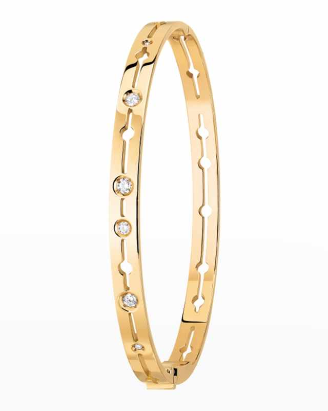 Yellow Gold Pulse Small Narrow Bangle Bracelet, Size 16
