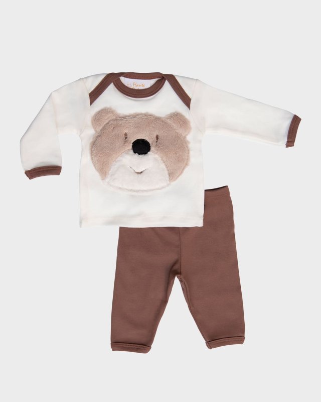 Boy's Bear Contrast-Trim Cotton Top w/ Leggings, Size 0-