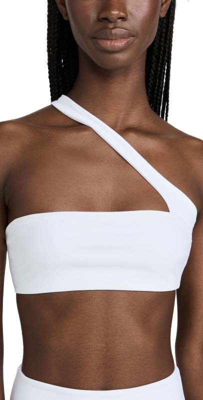 JADE Swim Halo One Shoulder Strap Bandeau Top White