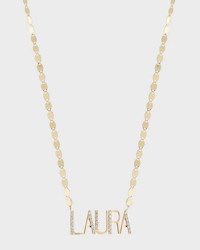 Gold Personalized Five-Letter Pendant Necklace w/ Diamonds