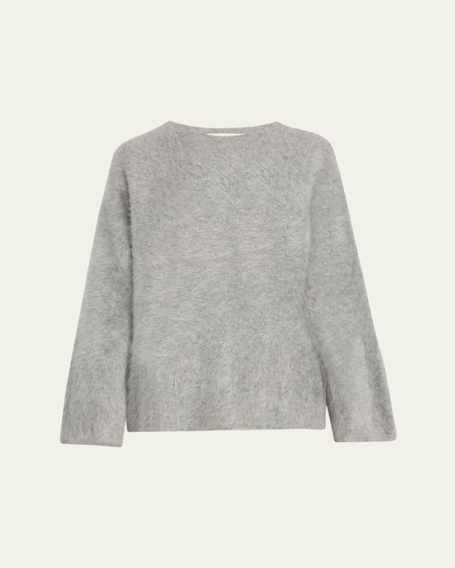 Brushed Cashmere Knit Crewneck Sweater